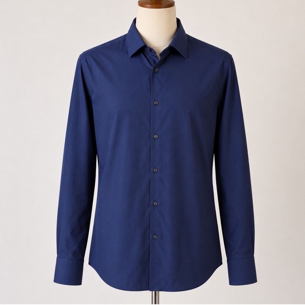 Kenneth Cole Mens 2XL Slim Fit Dadcore Performance Stretch Shirt Navy 18.5 34/35